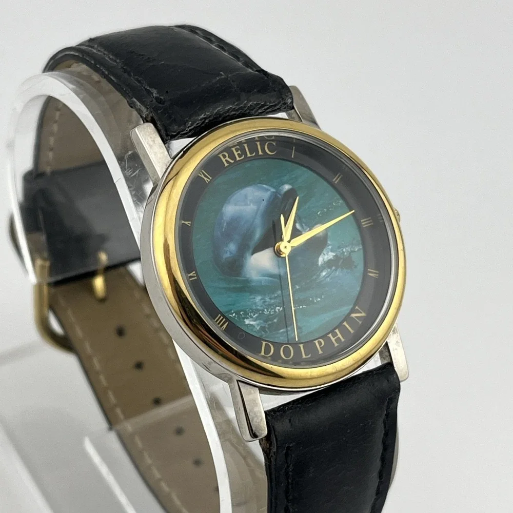 Vintage Relic Dolphin‎ Watch Wildlife Series 33mm Case ZR95002- New Battery